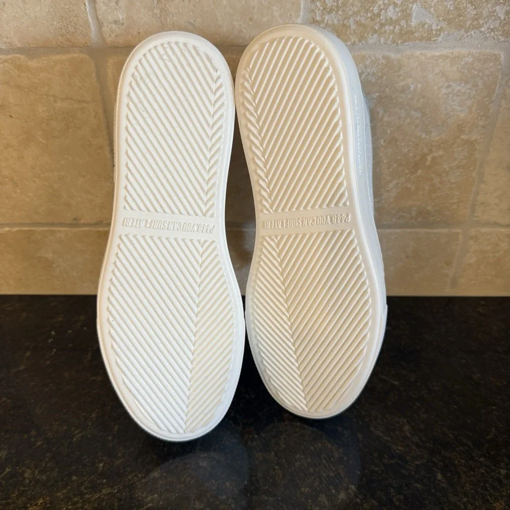 P448 THEA RAINBOW LOW‎ TOP PLATFORM SNEAKERS SIZE EU 38 US 7.5-8 IN WHITE